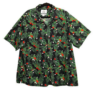 28 Palms CHRISTMAS Tropical Shirt 2XL Green Black Holly Berry Party Travel Hawai
